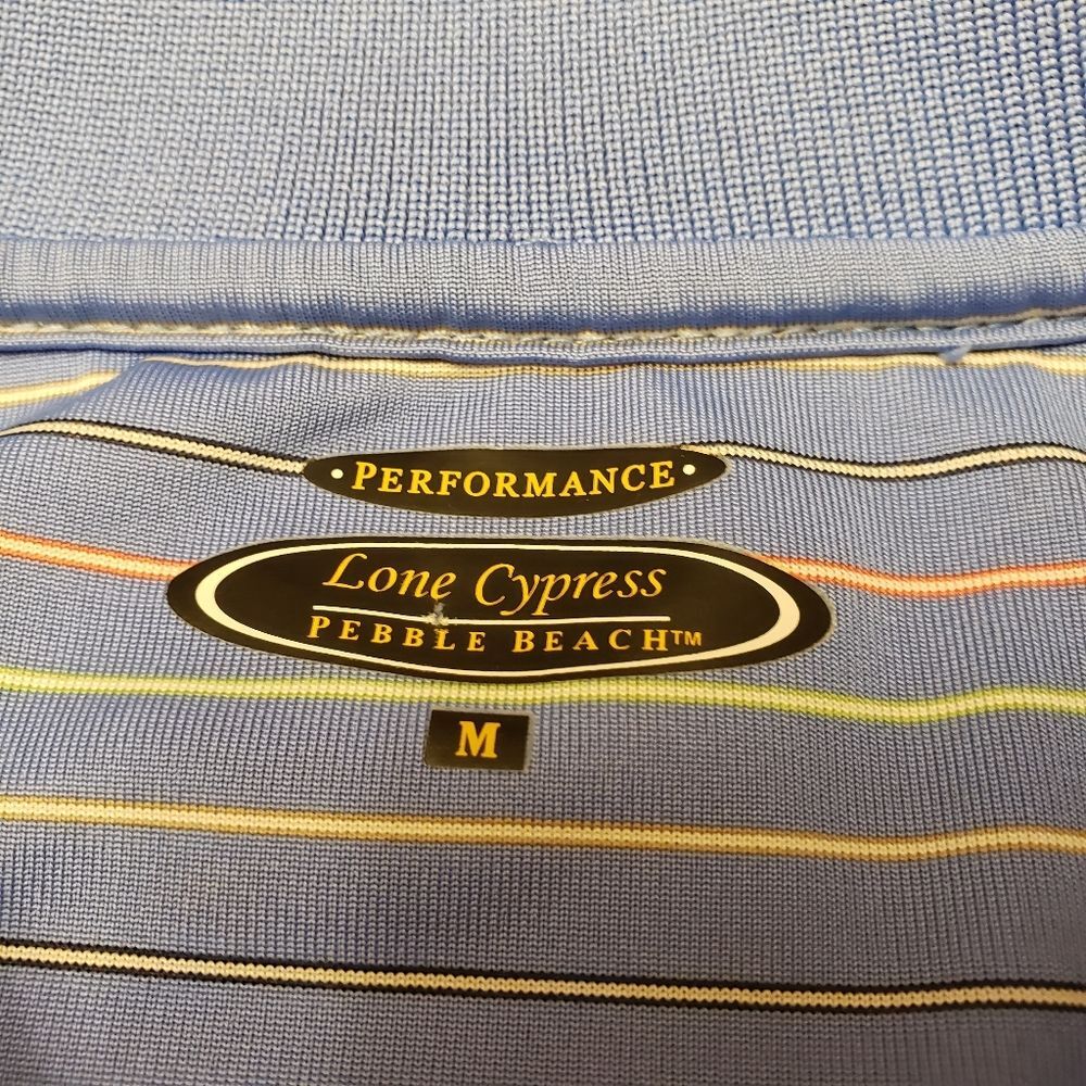 Men's Lone Cypress Pebble Beach Striped Golf Shirt Size M - Picture 8 of 11